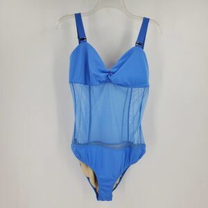 HOLLIE WATMAN NWOT womens  XL mesh insert blue one piece bikini cut swimsuit